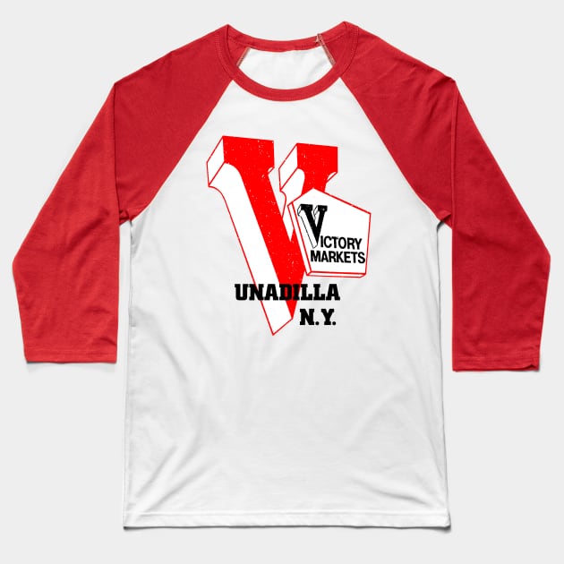 Victory Market Former Unadilla NY Grocery Store Logo Baseball T-Shirt by MatchbookGraphics